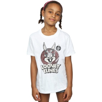 textil Niña Camisetas manga larga Dessins Animés Bugs Bunny Circle Logo Blanco