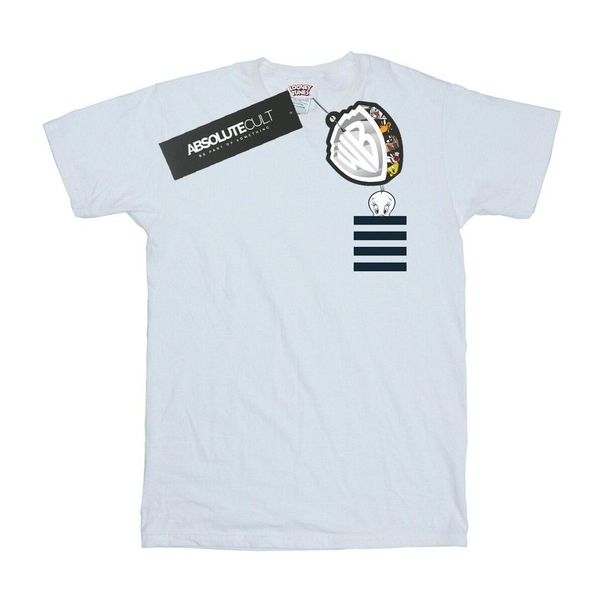 textil Niña Camisetas manga larga Dessins Animés Tweety Pie Striped Faux Pocket Blanco