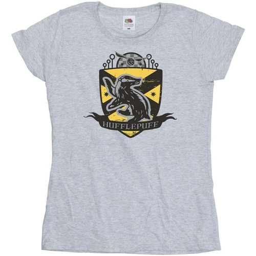 textil Mujer Camisetas manga larga Harry Potter Hufflepuff Chest Badge Gris