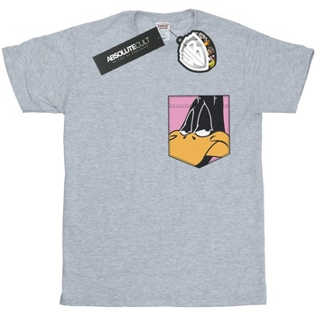 textil Niña Camisetas manga larga Dessins Animés Daffy Duck Face Faux Pocket Gris