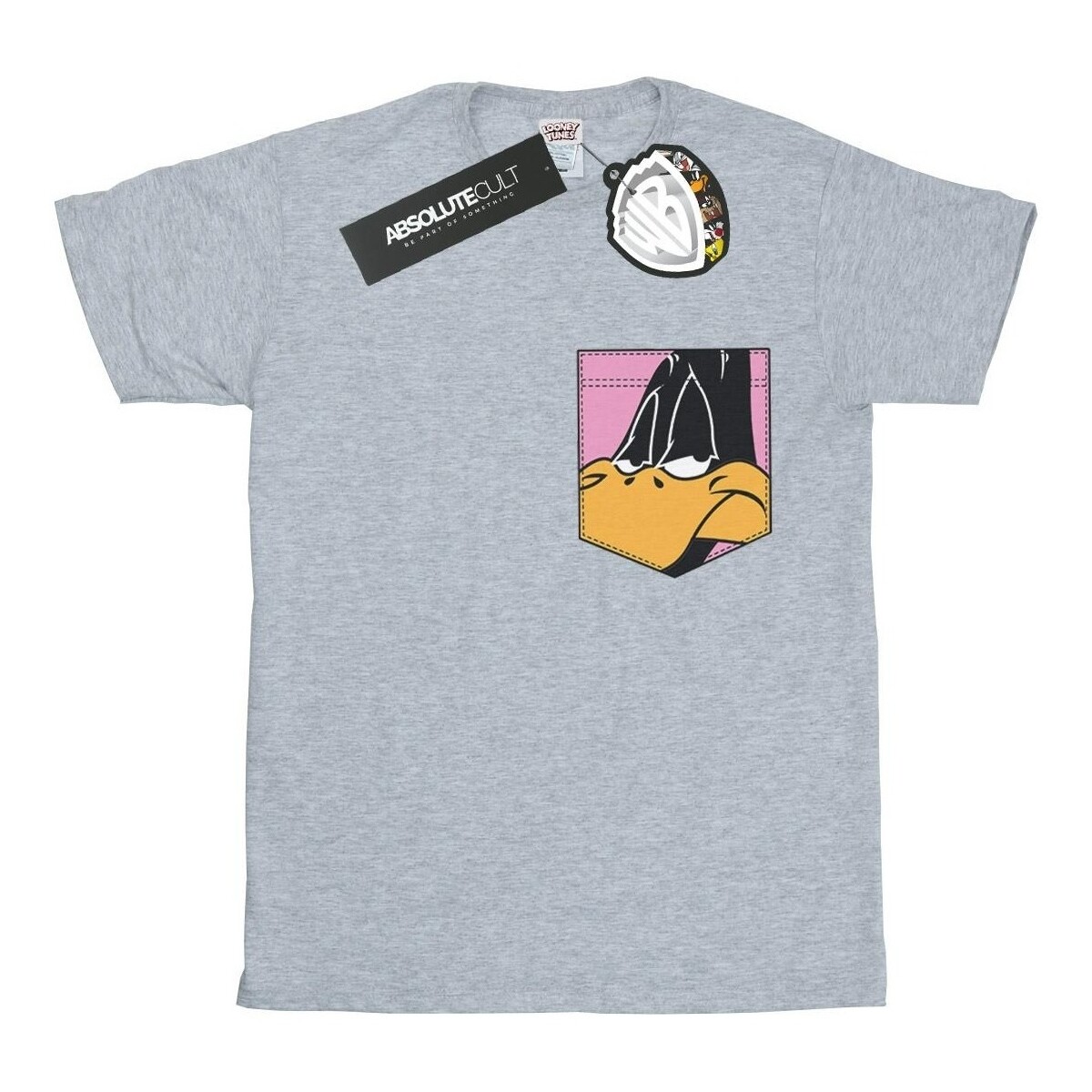 textil Niña Camisetas manga larga Dessins Animés Daffy Duck Face Faux Pocket Gris