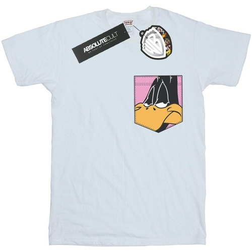 textil Niña Camisetas manga larga Dessins Animés Daffy Duck Face Faux Pocket Blanco