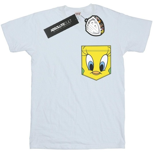 textil Niña Camisetas manga larga Dessins Animés Tweety Pie Face Faux Pocket Blanco