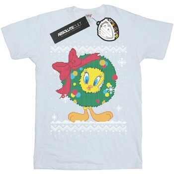 textil Niña Camisetas manga larga Dessins Animés Tweety Pie Christmas Fair Isle Blanco