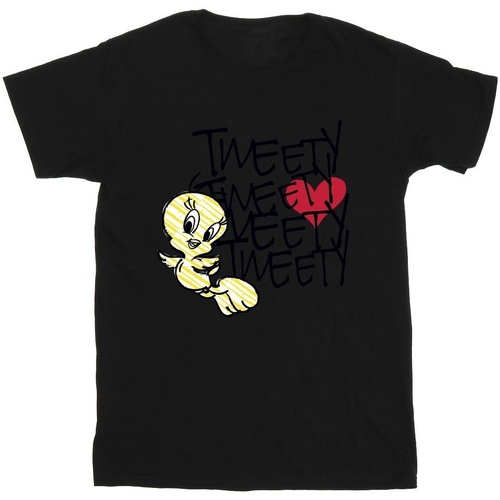 textil Niño Camisetas manga corta Dessins Animés Tweety Love Heart Negro