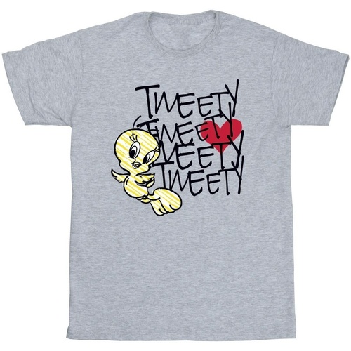 textil Niño Tops y Camisetas Dessins Animés Tweety Love Heart Gris