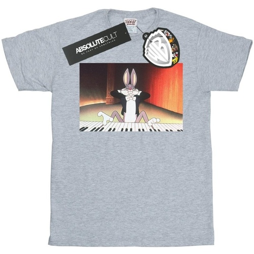 textil Niña Camisetas manga larga Dessins Animés Bugs Bunny Playing Piano Gris