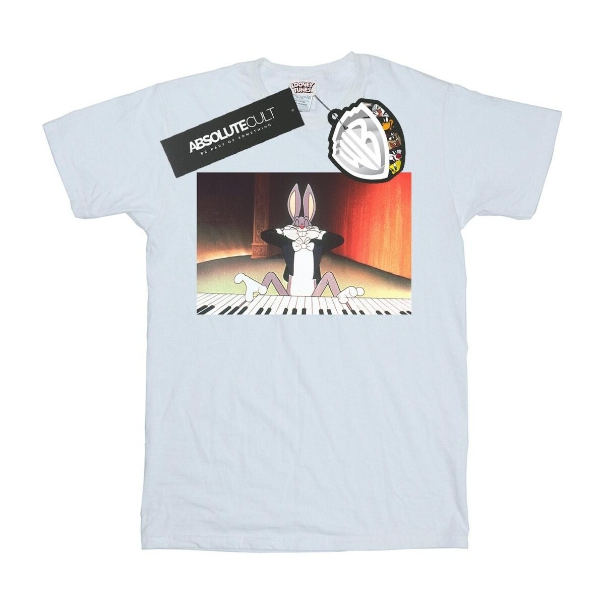 textil Niña Camisetas manga larga Dessins Animés Bugs Bunny Playing Piano Blanco
