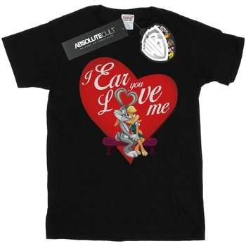 textil Niña Camisetas manga larga Dessins Animés Bugs Bunny And Lola Valentine's Day Love Me Negro