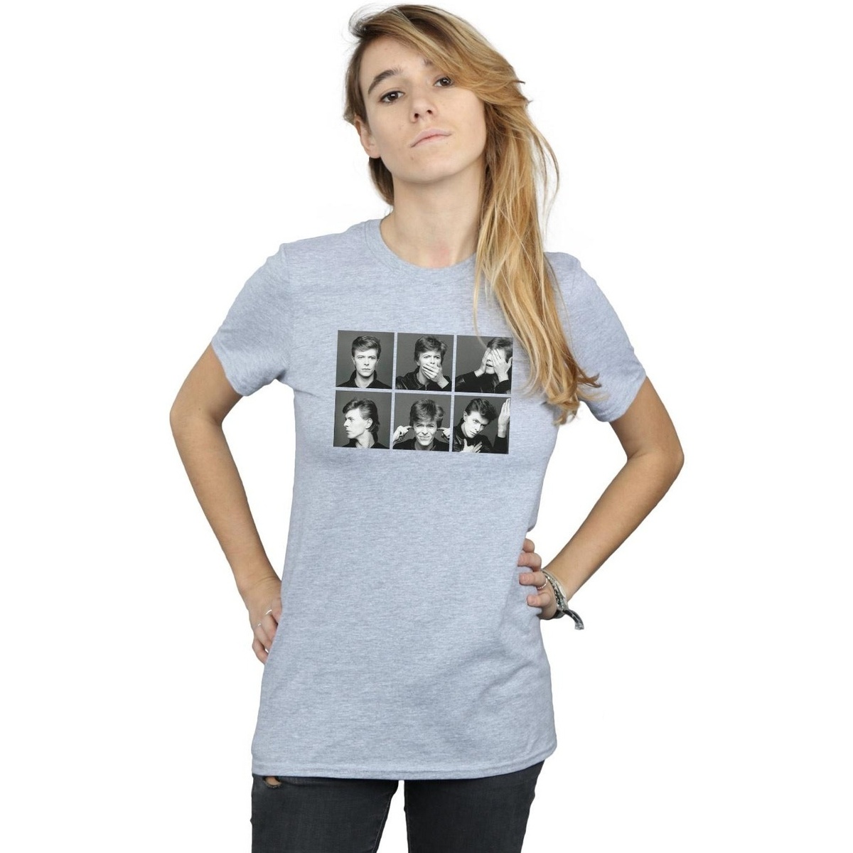 textil Mujer Camisetas manga larga David Bowie Photo Collage Gris