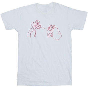 textil Hombre Camisetas manga larga Disney Lady And The Tramp Spaghetti Outline Blanco