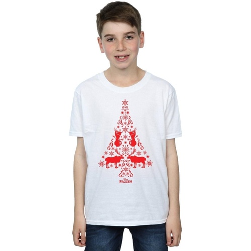 textil Niño Camisetas manga corta Disney Frozen Christmas Tree Blanco