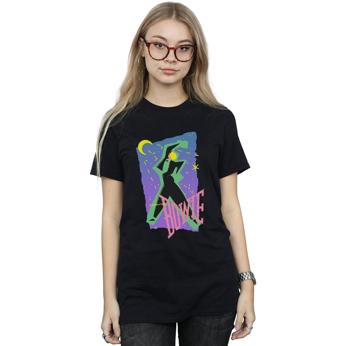 textil Mujer Camisetas manga larga David Bowie Moonlight Dance Negro