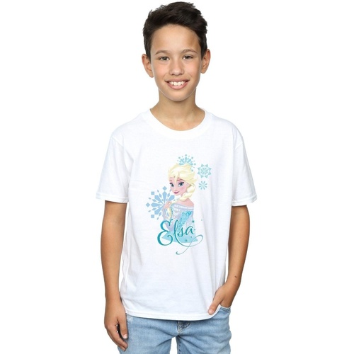 textil Niño Camisetas manga corta Disney Frozen Elsa Snowflakes Blanco