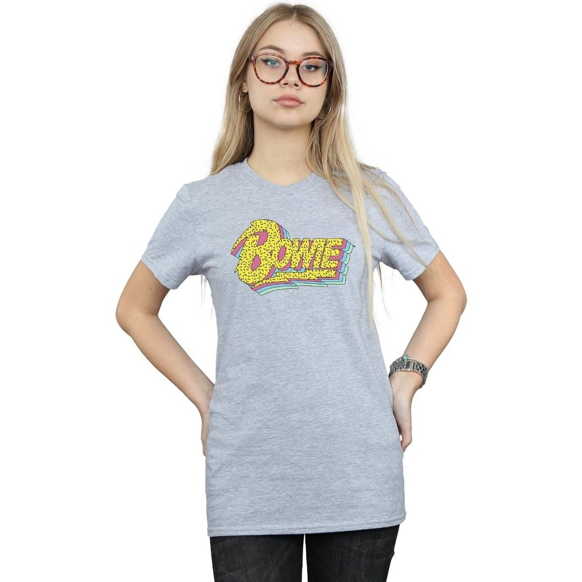 textil Mujer Camisetas manga larga David Bowie Moonlight 90s Logo Gris