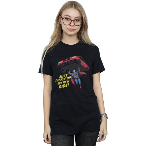 textil Mujer Camisetas manga larga Dc Comics Superman New Ride Negro