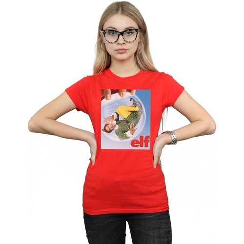 textil Mujer Camisetas manga larga Elf Snow Globe Poster Rojo