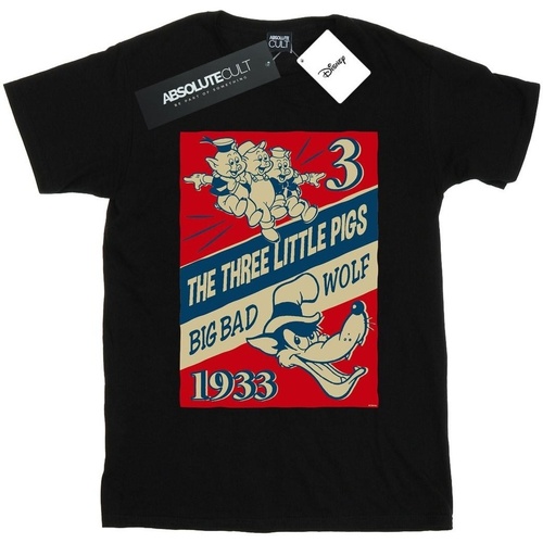 textil Hombre Camisetas manga larga Disney Three Little Pigs And The Big Bad Wolf Negro