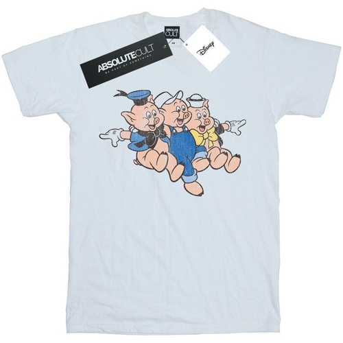 textil Hombre Camisetas manga larga Disney Three Little Pigs Jump Blanco