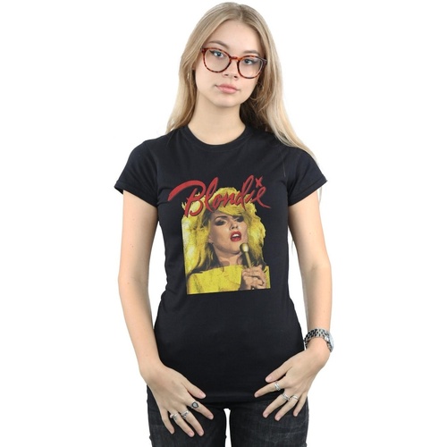 textil Mujer Camisetas manga larga Blondie Singing With Mic Negro