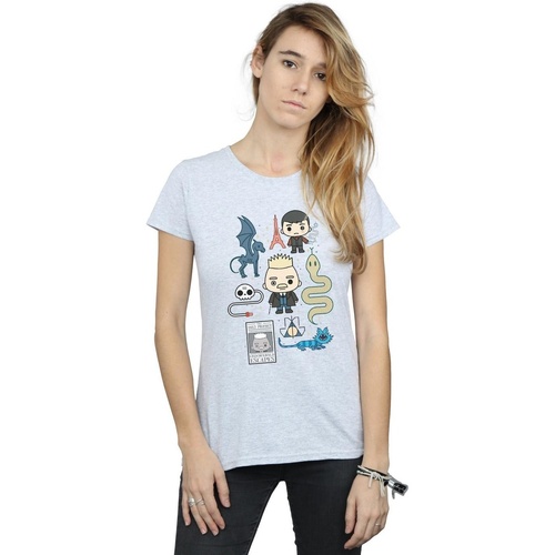textil Mujer Camisetas manga larga Fantastic Beasts Chibi Grindelwald Gris