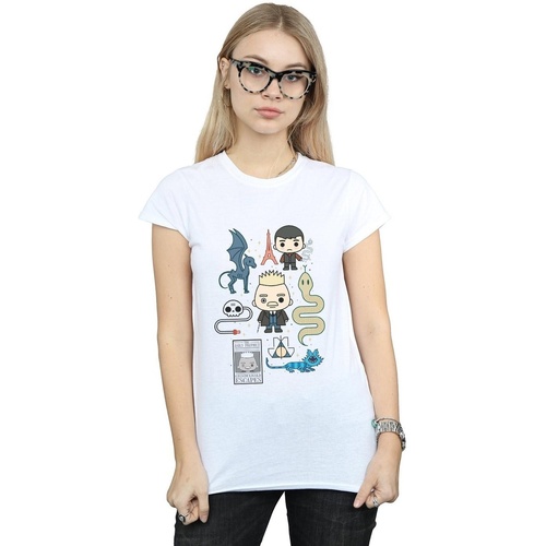 textil Mujer Camisetas manga larga Fantastic Beasts Chibi Grindelwald Blanco