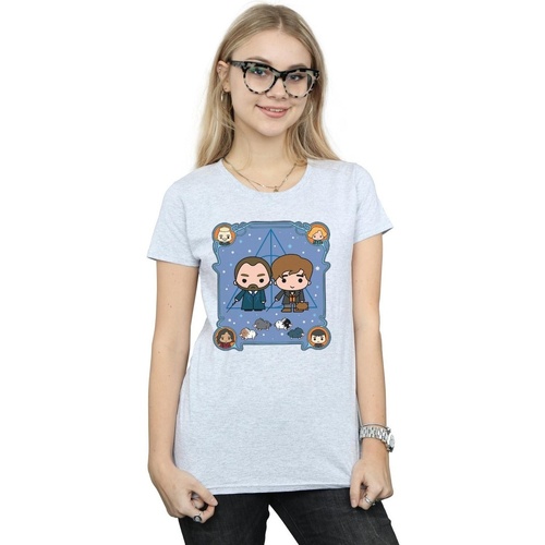 textil Mujer Camisetas manga larga Fantastic Beasts Chibi Newt And Dumbledore Gris