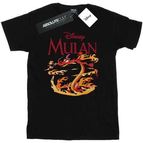 textil Hombre Camisetas manga larga Disney Mulan Mushu Dragon Fire Negro