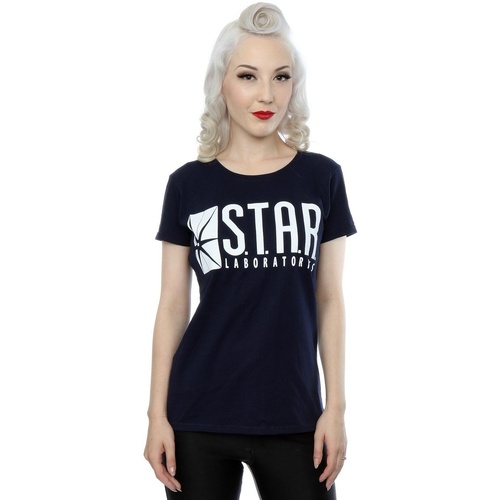 textil Mujer Camisetas manga larga Dc Comics The Flash STAR Labs Azul