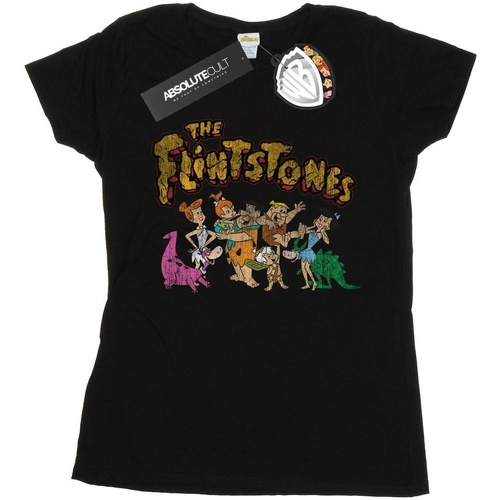 textil Mujer Camisetas manga larga The Flintstones Group Distressed Negro