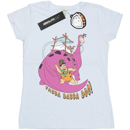 textil Mujer Camisetas manga larga The Flintstones Yabba Dabba Doo Blanco