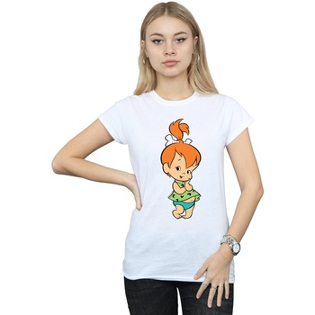 textil Mujer Camisetas manga larga The Flintstones Pebbles Flintstone Blanco
