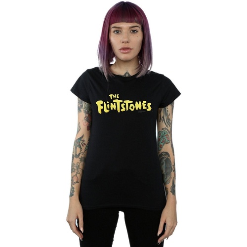 textil Mujer Camisetas manga larga The Flintstones Original Logo Negro