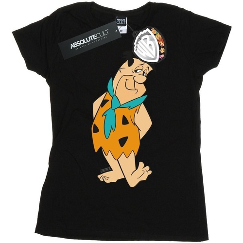 textil Mujer Camisetas manga larga The Flintstones Fred Flintstone Kick Negro