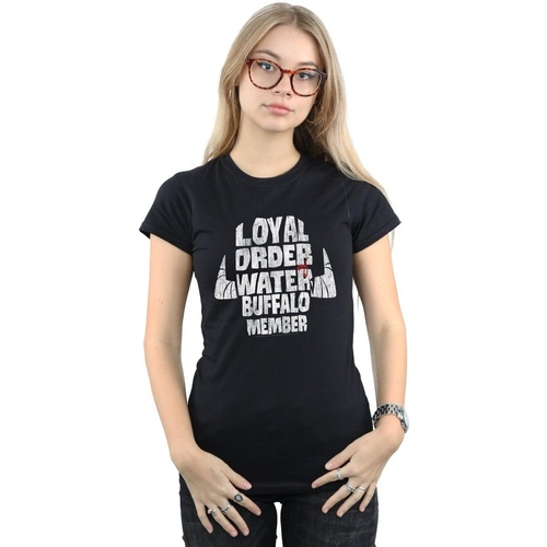 textil Mujer Camisetas manga larga The Flintstones Loyal Order Water Buffalo Member Negro