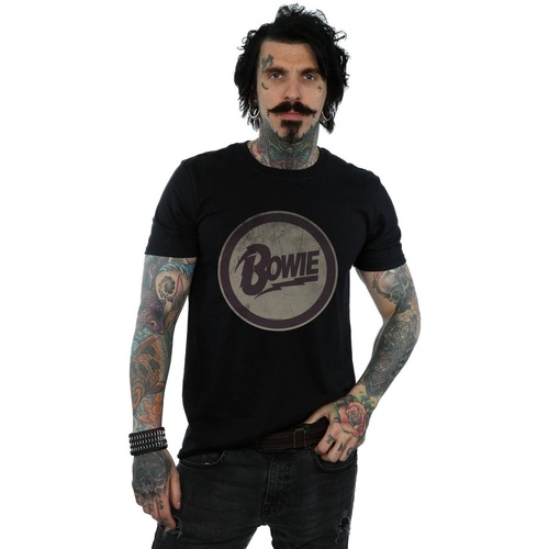 textil Hombre Camisetas manga larga David Bowie Circle Logo Negro
