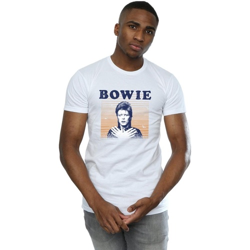 textil Hombre Camisetas manga larga David Bowie Orange Stripes Blanco