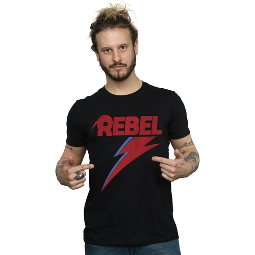 textil Hombre Camisetas manga larga David Bowie Distressed Rebel Negro