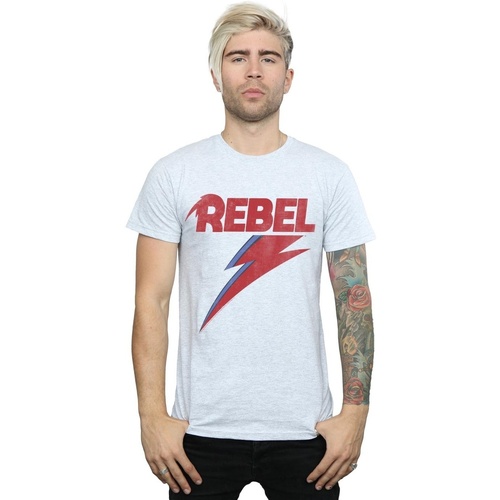textil Hombre Camisetas manga larga David Bowie Distressed Rebel Gris