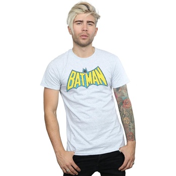 textil Hombre Camisetas manga larga Dc Comics Batman Crackle Logo Gris