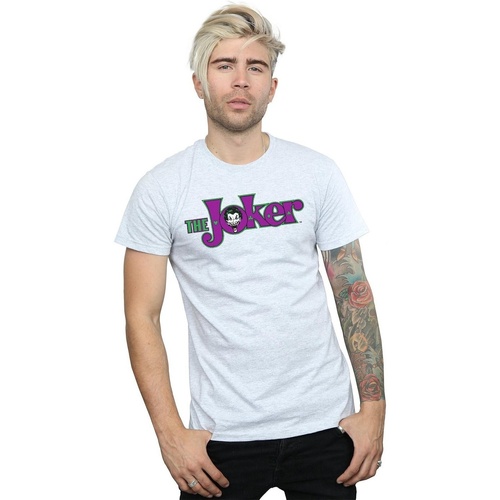 textil Hombre Camisetas manga larga Dc Comics The Joker Text Logo Gris