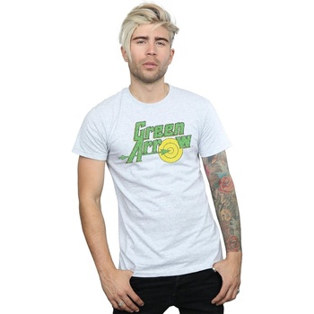 textil Hombre Camisetas manga larga Dc Comics Green Arrow Crackle Logo Gris