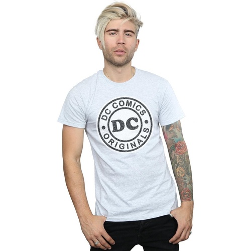 textil Hombre Camisetas manga larga Dc Comics DC Originals Crackle Logo Gris