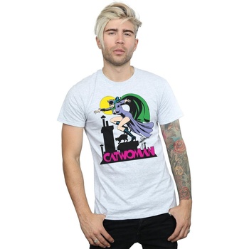 textil Hombre Camisetas manga larga Dc Comics Catwoman Text Logo Gris