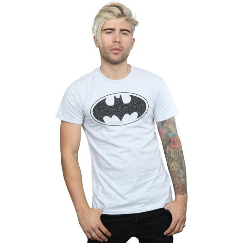 textil Hombre Camisetas manga larga Dc Comics Batman One Colour Logo Gris