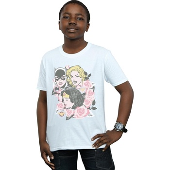 textil Niño Camisetas manga corta Dc Comics Super Powers Floral Frame Blanco