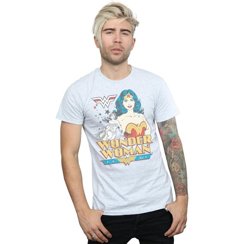 textil Hombre Camisetas manga larga Dc Comics Wonder Woman Posing Gris