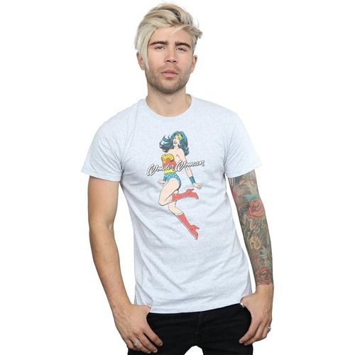 textil Hombre Camisetas manga larga Dc Comics Wonder Woman Jump Gris