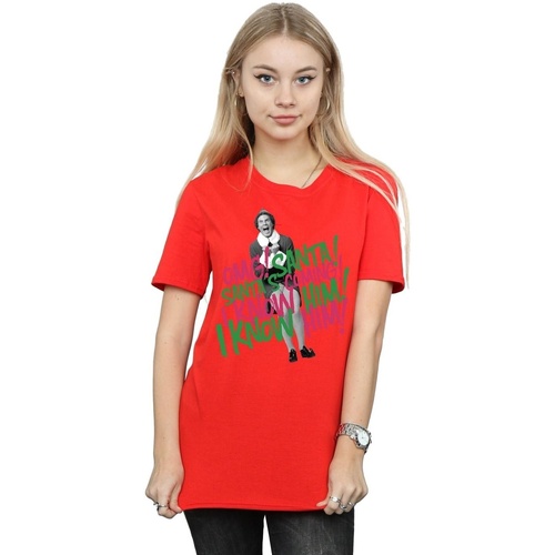 textil Mujer Camisetas manga larga Elf Santa's Coming Rojo