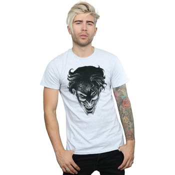 textil Hombre Camisetas manga larga Dc Comics The Joker Spot Face Gris